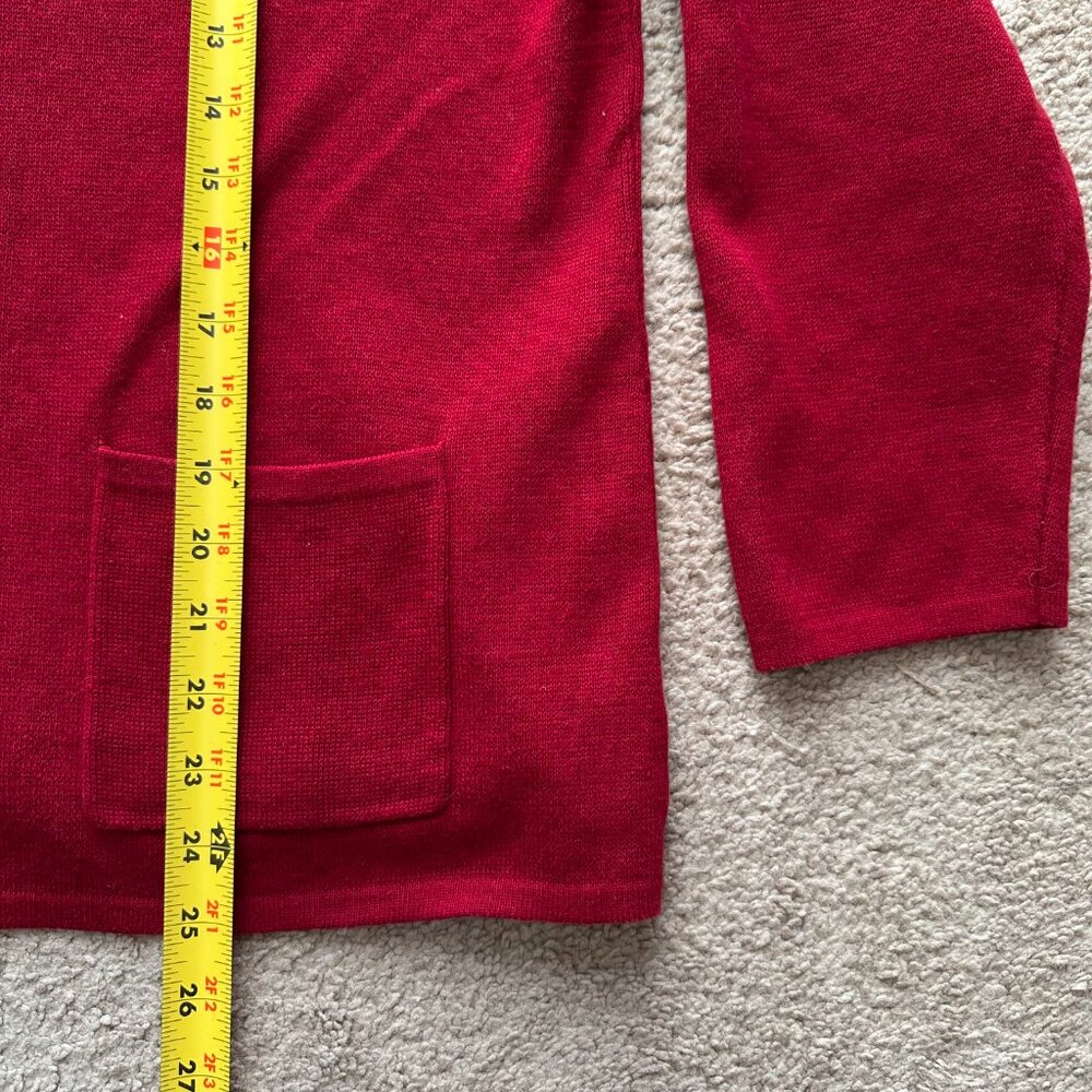 Talbots Sweater Womens 1X Cardigan Button Close V Neck Notched Red Long Sleeve - Picture 8 of 12